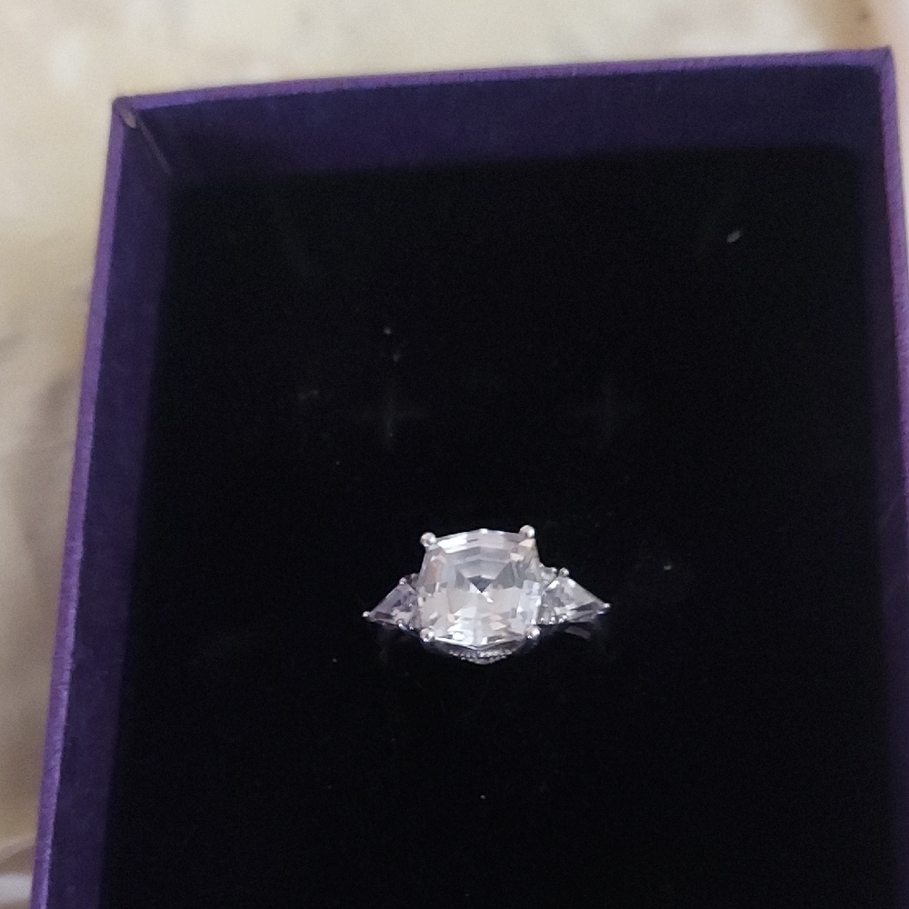 2.75 CT Asscher-cut cushion cathedral-style Sterling Silver Ring Sz 7